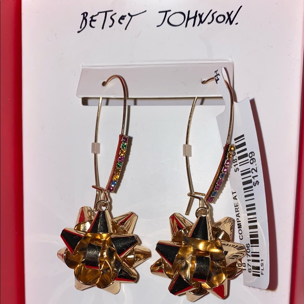 Betsey Johnson Christmas Bow Earrings